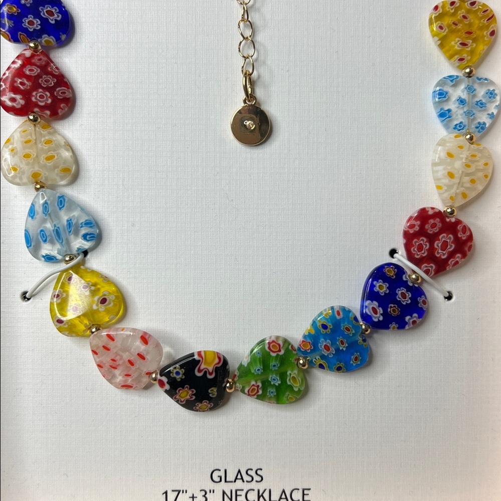 Camila Coelho | Multicolor Glass Heart Necklace - Picture 3 of 8